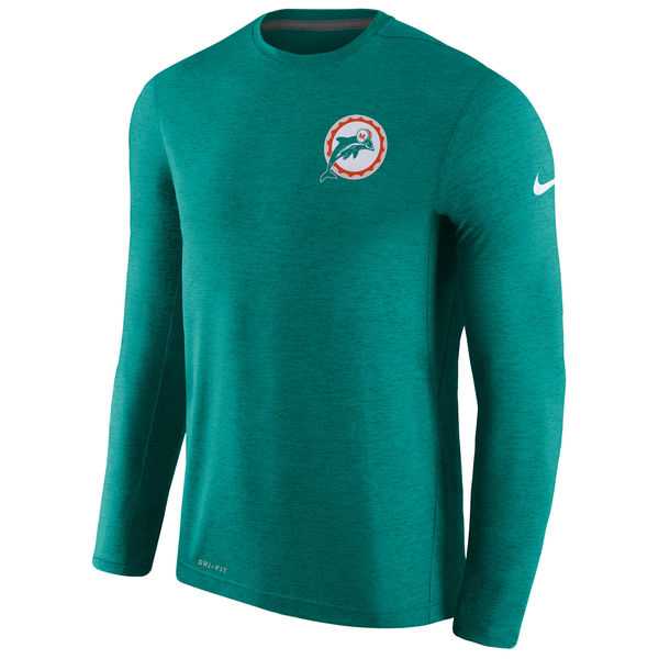 Men's Miami Dolphins Nike Aqua Coaches Retro Long Sleeve T-Shirt,We sell and wholesale Men's Miami Dolphins Nike Aqua Coaches Retro Long Sleeve T-Shirt on line form chian!